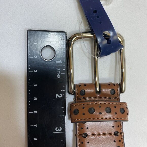 Cole Haan Brown Leather Belt with Silver Buckle - Picture 2 of 7